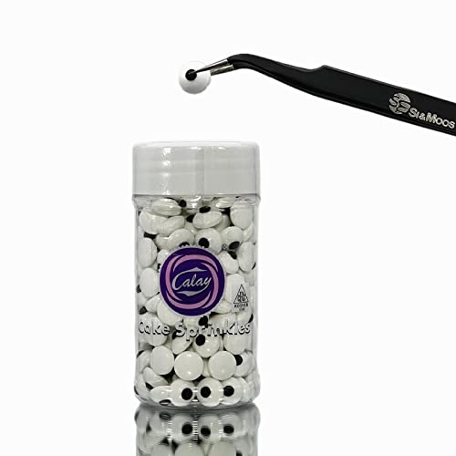 SE SI&MOOS Small Edible Eyes for Decorating Candy Eyes Edible Eyes for Cupcakes Small Eyeball Sprinkles Edible Googly Eyes Kosher Halloween Eyes Sprinkles 2.75 OZ with Tweezers