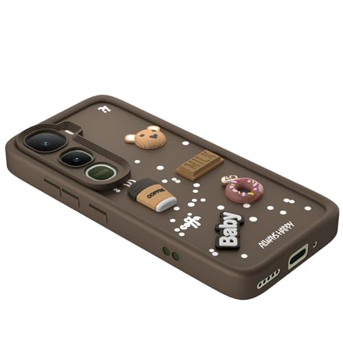 Image of Bintage Ball Bear| Donut| Milk Cake| Baby| Coffee Rubber Case Camera Protection Back Cover Compatible for Vivo Y400 5G - Brown