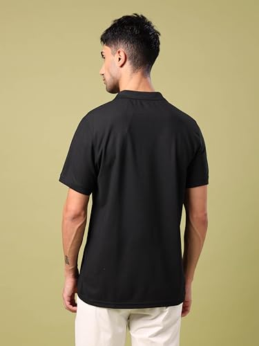 Image of TECHNOSPORT Men's Solid Slim Fit Polo Collar T-Shirt MATPIQ Half Sleeve Button Polyester for Gym Running Workout UPF50+ Anti Odour