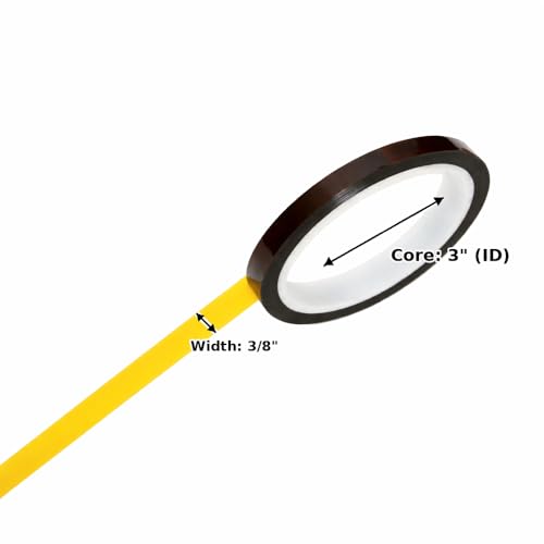Image of Tapes Master 5 Rolls - 3 /8 inch x 36 Yds 1 Mil Polyimide High Temperature Heat Resistant Tapes with Silicone Adhesive, No Residue