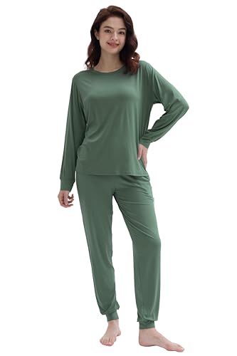 Joyaria Womens Bamboo Viscose Pajamas Set Ultra Soft Long Sleeve Jogger Pants Lounge Set Cooling Pjs2