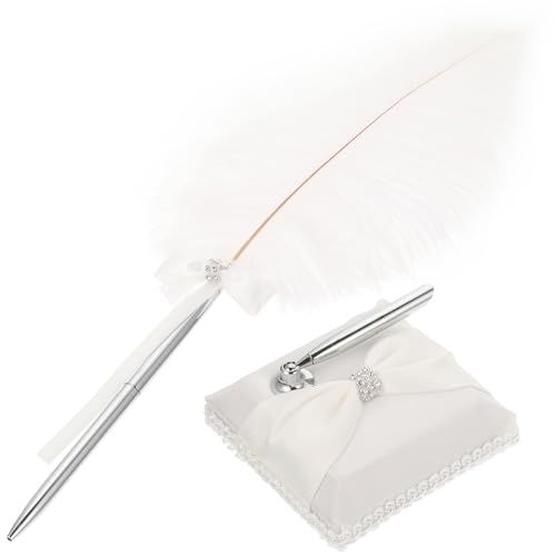 Stylo de signature mariage plume blanc, le cadeau idéal pour futurs mariés