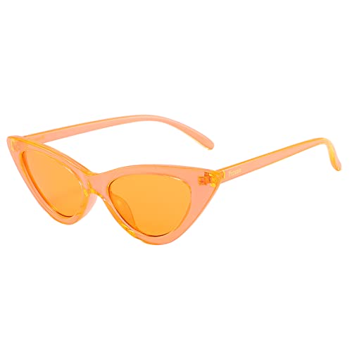 Przene Retro Vintage Tinted Lens Women Eyewear Cat Eye Sunglasses (Fluorescent orange frame/Orange lens)