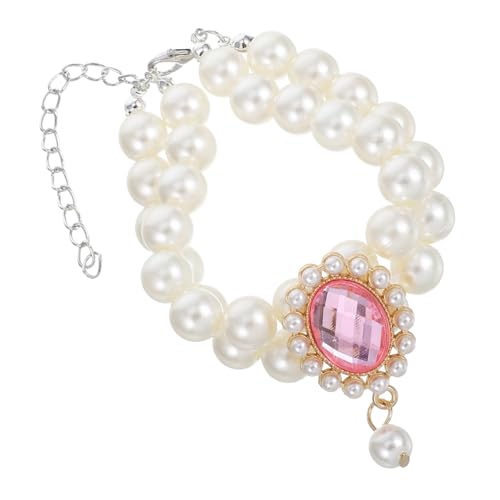 Abaodam Elegant Double-Layer Pearl Necklace for Small Dogs/Cats Adjustable Pet Collar Decorative Charms for Girls