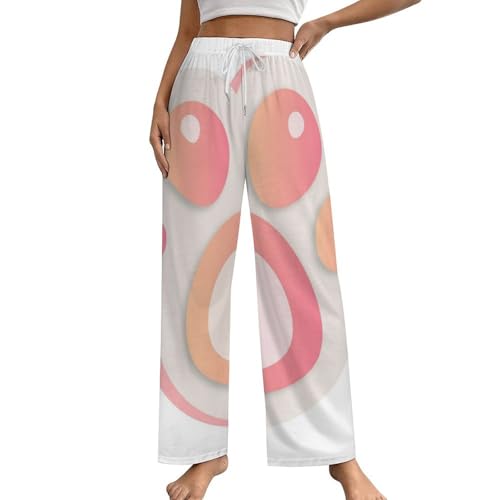 Bas de pyjama vêtement pantalon de nuit rose patte de chat femme poches S