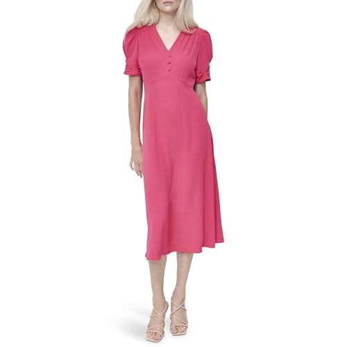 Image of DKNY Women's Short Sleeve Button Front Fit & Flare Midi Dress