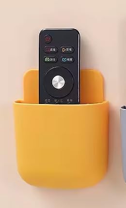 TECVITY 4 pcs Self Adhesive Multipurpose Yellow Wall Mount Remote Control & Mobile Phone Holder (Multi-Color) 4 Pcs. 3