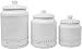 KOVOT 3 Piece Ceramic Canister Set With Air-Sealed Lids & Bonus Decal Labeling Stickers - White With Antique-Style Finish