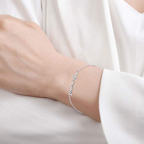 Trishula Faith Cross Bracelet,925 Sterling Silver Adjustable Faith Anklet Bracelet Religious Jewelry Foot Chain Gift For Women Girl #TOP2