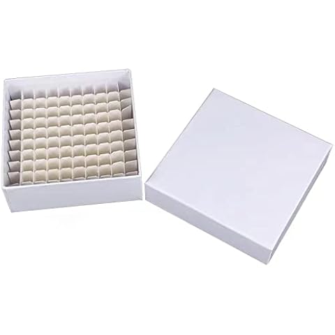 Scienfocus lab Cardboard Freezer Box - White/81 Place,Water and Ice Resistant Coating,For storing 1.5-2.0 mL cryovials(Pack of 6) Cover
