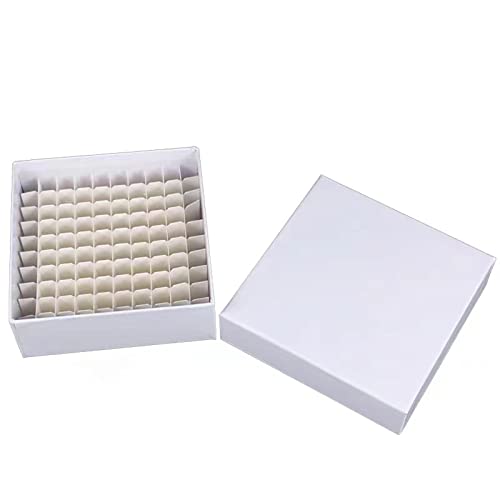 Image of Cardboard Freezer Box - White /81 Place,Water and Ice Resistant Coating,For storing 1.5-2.0 mL cryovials(Pack of 6)