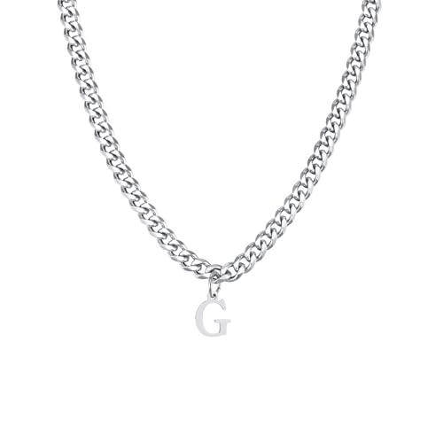 Accessoires homme femme collier acier inoxydable pendentif lettre initiale