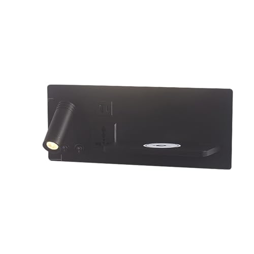 Aplique de pared LED con cargador inalámbrico y puerto USB color negro para dormitorio