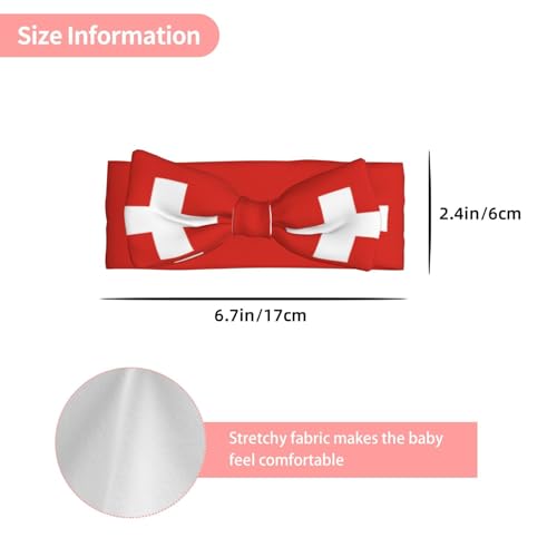 Swiss Flag Pattern Baby Bow Headband Super Stretchy Soft Bows Hair Accessories for Newborn Infants Toddlers Kids Girls3