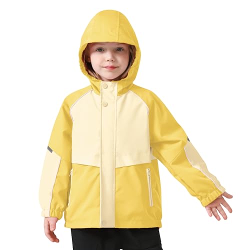 Image of Miipat Toddler Girls Rain Jacket Lightweight Waterproof Hooded Jackets Little Kids Windbreaker Outerwear Raincoats