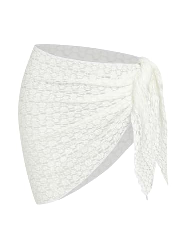 Image of ZAFUL Sarong Coverups for Women Beach Vacation Fishnet See Thru Tie Side Bathing Suit Cover Up Mini Skirt