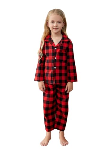 Umeyda Family Christmas Pjs Matching Sets Plaid Pajamas Long Sleeve Holiday Sleepwear Set，Plaid Men, L2