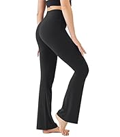 UMSIFEY Women's Black Flare Yoga Pants, Buttery Soft High Waisted Casual Bootcut Leggings Workout Lounge Palazzo Pants, Black, S