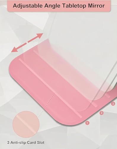 Image of Travel Mini Makeup Mirror(11x7cm),Portable Folding Mirrorwith Stand,Light Weight and Slim Design for Purse,Travel,Use,Anywhere,Easy Portability,Fits in Purse,Bag,Pocket (Pink, Pack of 1)