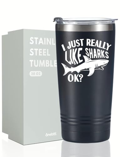Shark Gifts for Men/Women, 20oz Stainless Steel Travel Coffee Mug, Tumbler