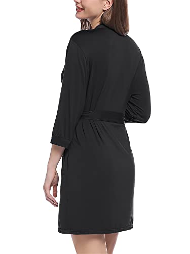 Joyaria Women Bamboo Viscose Robe Super Soft Comfy Summer Cooling Short Lightweight Bathrobe with Pocket S-XXL2