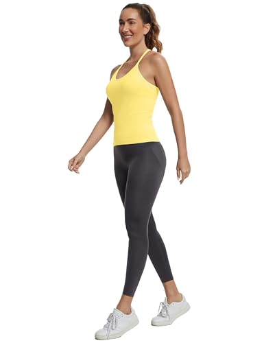 Image of MathCat Seamless Workout Tank Tops with Built in Bra,Racerback Athletic Tank Tops Ribbed Soft Yoga Shirts XS-XL