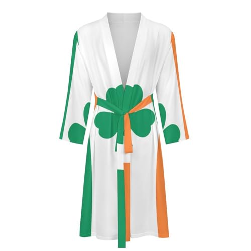 Shamrock Clover Ireland Flag Casual Robes Bathrobe for Women Men V-Neck Loungewear Lightweight Soft Sleepwear Spa Pool4