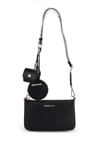 Michael Kors Jet Set Umhängetasche, Leder, Schwarz, Schwarz, Medium, 35R3GM9M1L