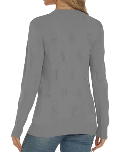 Image of Buauty Womens Fashion V Neck Long Sleeve Knitted Ribbed Pullover Sweaters Casual Lightweight Loose Fit Jumper Tops