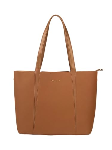 Image of Camille Tote Bag for Women with 3 Compartments & 14 inch Laptop Space, Minimalist Structured Shoulder Handbag with Magnetic Snap & Zipper Closure |