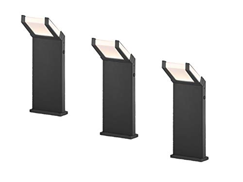 Trio Outdoor Garden Light Sets for Wall, Base, Path - LED Lamps with Twilight Sensor, Aluminium in Anthracite Set of 3 Base Lights.