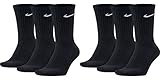 Nike 6 Paar Herren Damen Socken SX4508 weiß oder schwarz oder weiß grau schwarz, Farbe:Schwarz, Sockengröße:38-42