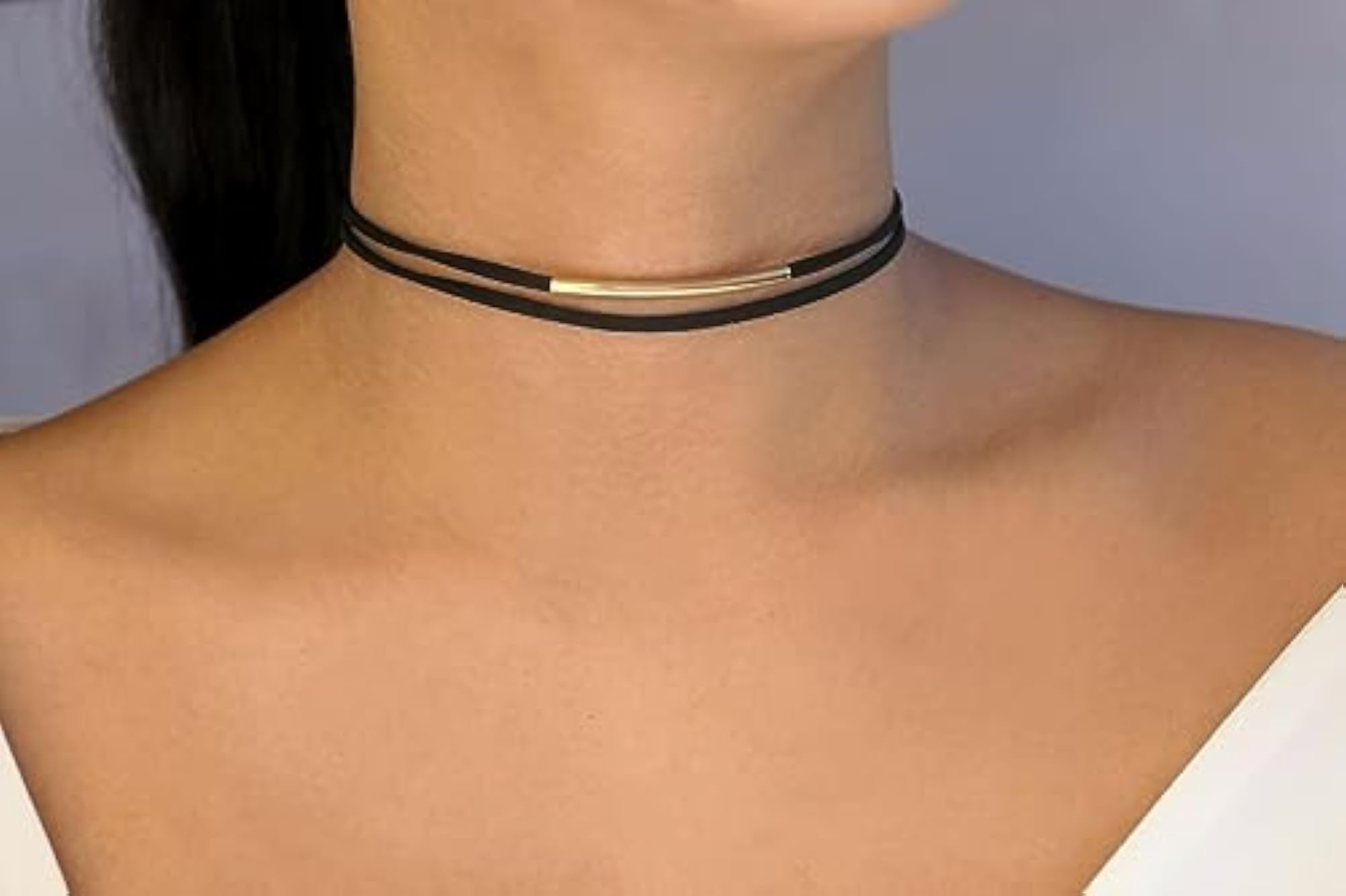 Women's Black Velvet Leather Lace Choker Necklace, Gothic Style