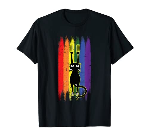Cat Scratching Gay Pride Funny Kitten Paw Proud LGBT-Q Ally T-Shirt, Black