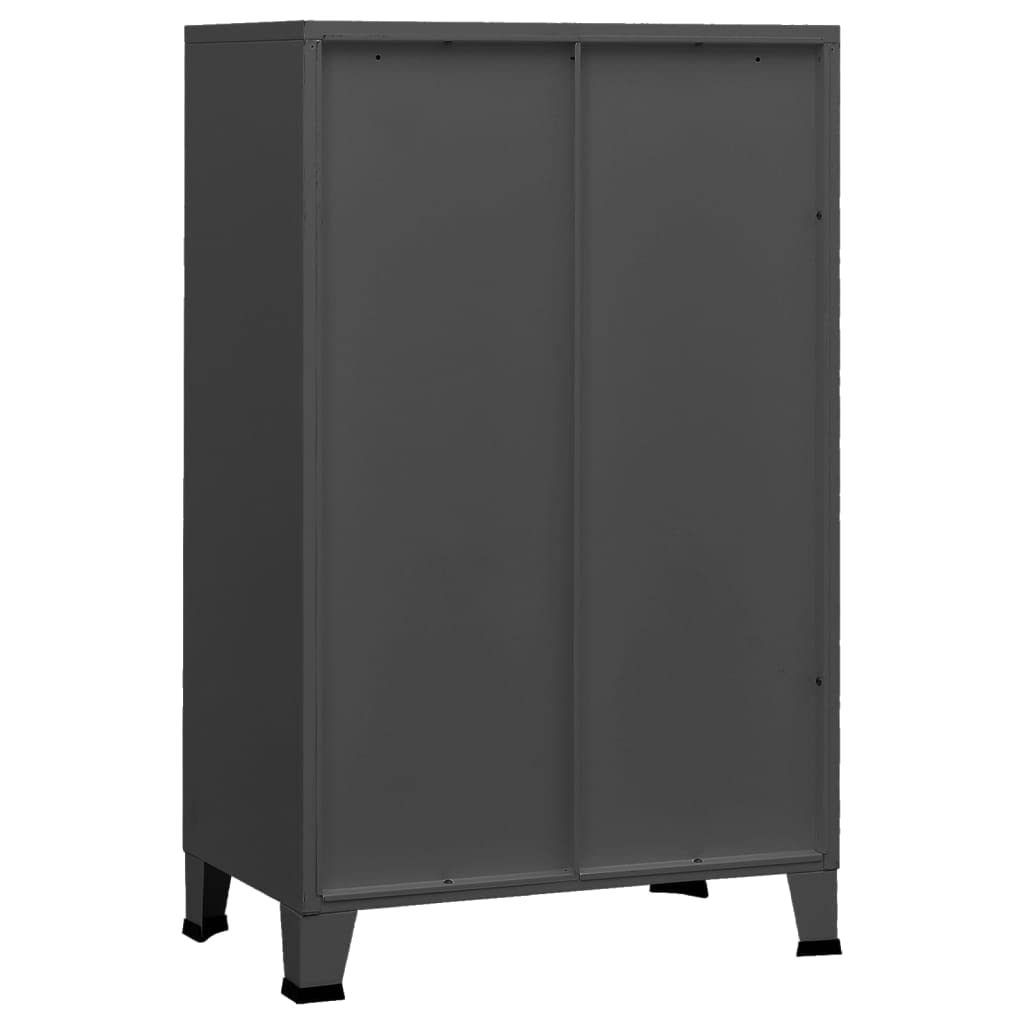 Armadio portaoggetti industriale antracite, 70 x 40 x 115 cm, in metallo, organizer con ante a griglia e cassetti, per soggiorno, camera da letto, corridoio, cameretta dei bambini