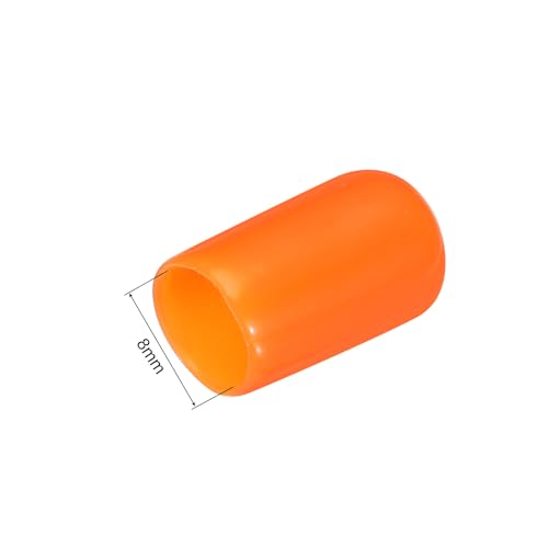 Image of MECCANIXITY 50pcs 8mm(5 /16 inch) Rubber End Caps Cover PVC Vinyl Screw Thread Protector Round Wire Shelf Caps for Screw Bolt Pipe Fence Post, Orange