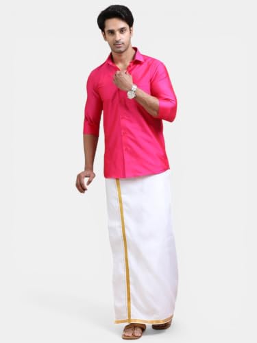 Image of Tattva Men Silk Blend Ethnic Shirt | Traditional South Indian Wear for Wedding, Festivals & Casual Wear