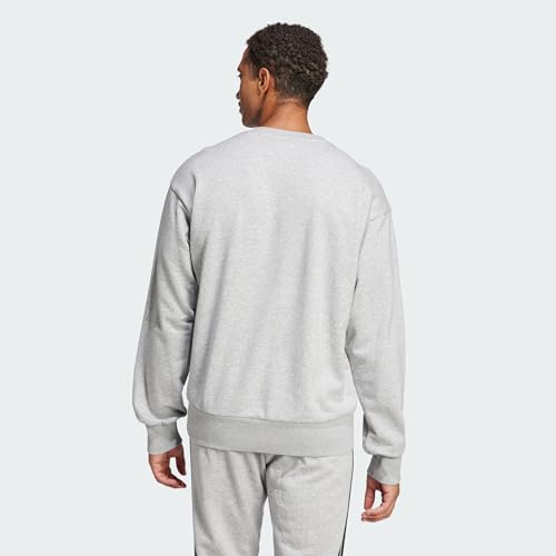 adidas Homme Essentials BIG Logo French Terry Sweatshirt, Medium Grey Heather/Black, S