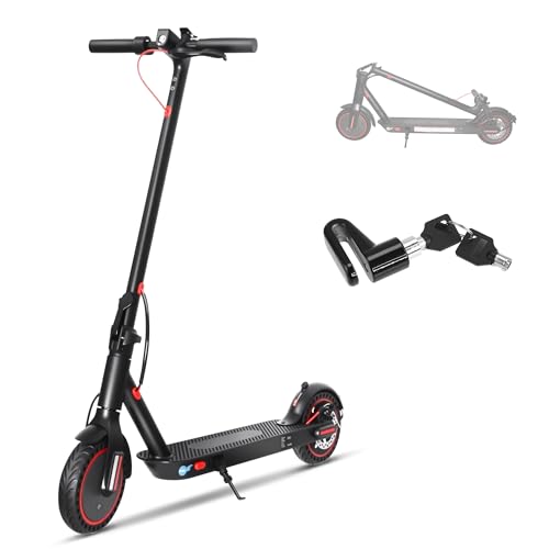 Escooter with Key Lock 500W Motor 15MPH 21 Miles Long Range 8.5' Solid Tires...