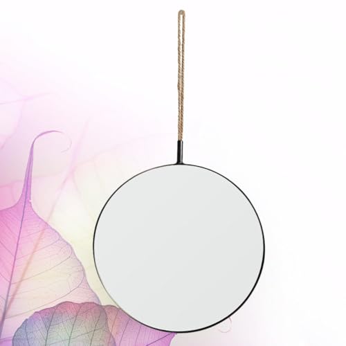 Miroir en métal noir et corde au design suspendu rétro chic