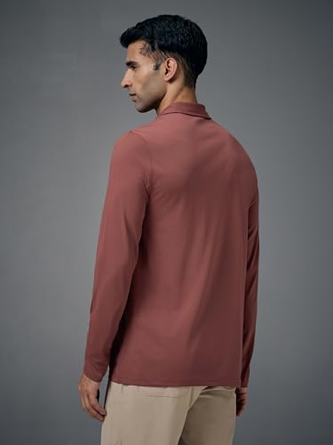 Image of TECHNOSPORT Mens Slim Fit Solid Full Sleeve Cotflex Polo T-Shirt for Regular and Casual Uses