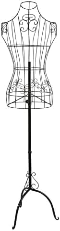 FERNVALE Dressmaking Mannequin Female Mannequin Stand Adjust Height Tripod Dress Stand Mannequin Torso Body with Metal Wire Busts Stand for Clothing Display (Black1 170) (Black)
