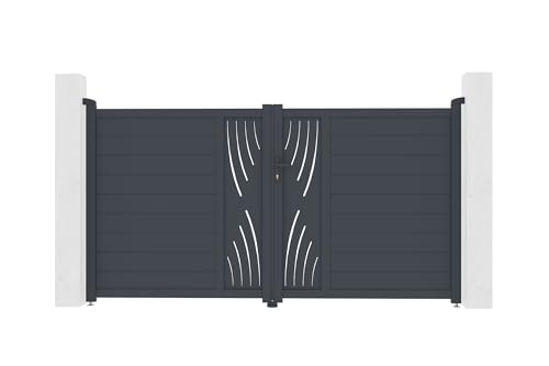 Casanoov Doppelflügeltor aus Aluminium 3m VELETA H.160cm grau
