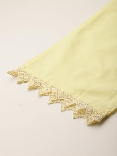 Image of INDO ERA Women's Embroidered Pure Cotton Straight Kurta & Pant with Dupatta Set (IEPND6082)