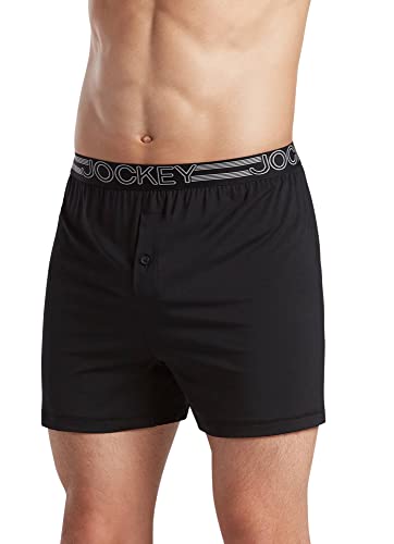 Jockey Men's Underwear Active Microfiber 4.5" Boxer, Black, m