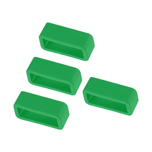 Kozelo 4pcs Watch Band Loop - [16mm Width] Rubber Watch Holder for Watch Band Keeper Repair Replacement Use, Deep Green, Silicone