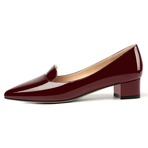ROSERWISH Womens Slip On Patent Pointed Toe Casual Fashion Work Chunky Low Heel Pumps Shoes 1.5 Inch2
