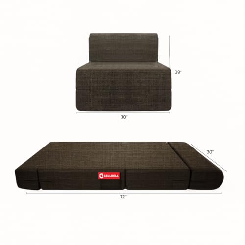 Image of CELLBELL Comfy Sofa Cum Bed 2.5x6 Feet | Foldable Dual Use Couch Bed with Soft Cushions, Washable Fabric Cover & Sturdy Frame | Space Saving Modern Design for Living Room, Bedroom & Guest Use (Grey)