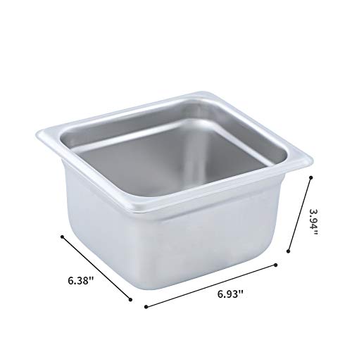 Aplancee Steam Pan 1/6 Size x 4 Inch Deep 6 Pack NSF Stainless Steel Anti-Jamming Food Cooking Pan (More Sizes & Lid Options)