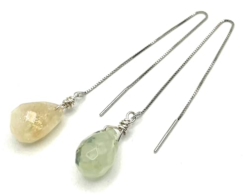 Boucles d'oreilles en citrine naturelle prehnite vert et argent 925 - 4